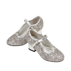 Tacones Margarita purpurina plata