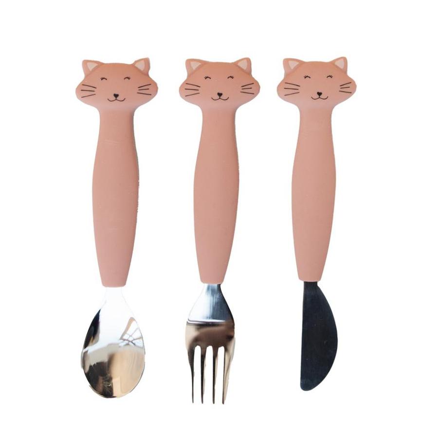 Cubiertos de 3 piezas en silicona - Mrs  Cat