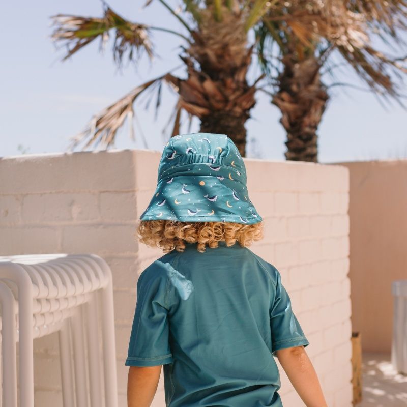Gorro playa bebé Whale Teal