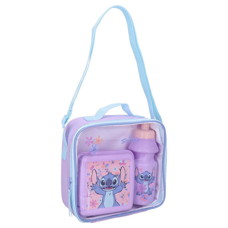 SET BANDOLERA   SANDWICHERA   BOTELLA STITCH LILA