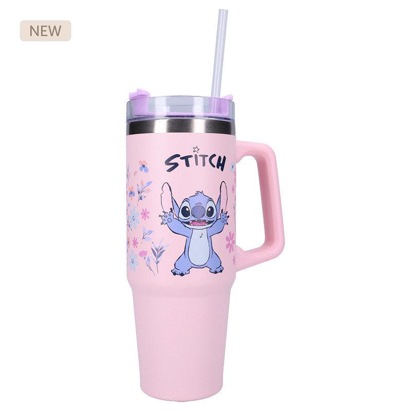 VASO ALUMINIO CON TAPA 900ML STITCH BLISS