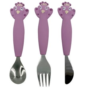 Cubiertos de 3 piezas en silicona - Mrs  Peacock