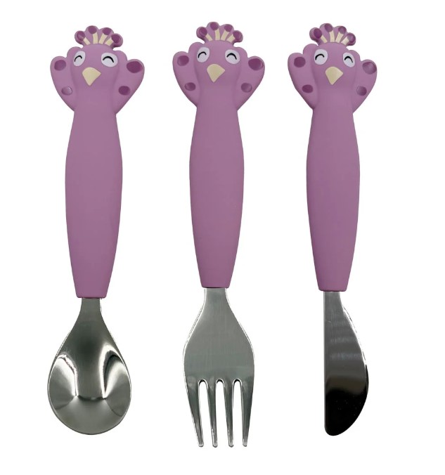 Cubiertos de 3 piezas en silicona - Mrs  Peacock